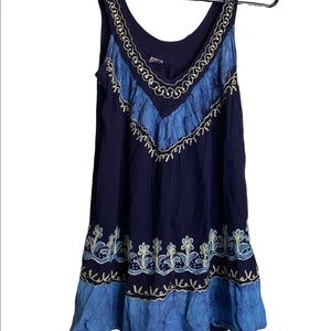 Laddi Navy embroidered batik sleeveless Top OSFM